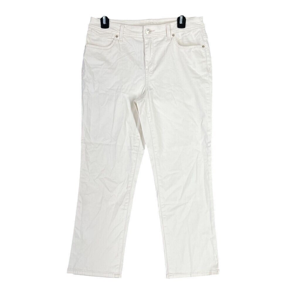 Chicos Platinum Crop Pants Womens 0 S Cream Stretch Cotton Blend Casual Workwear